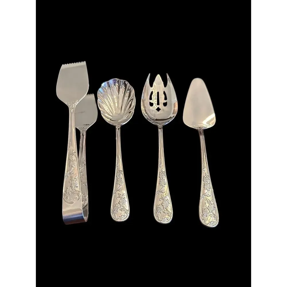 Reed & Barton Stainless Queen’s Garden 4 pc serving set Vintage Discontinued